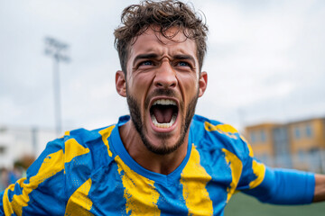  Close up, A soccer player celebrates a goal