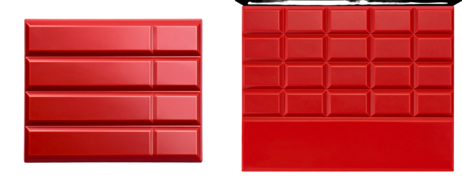  Long Red Chocolate Bar Packaging with Matte Finish, isolated on transparent background PNG