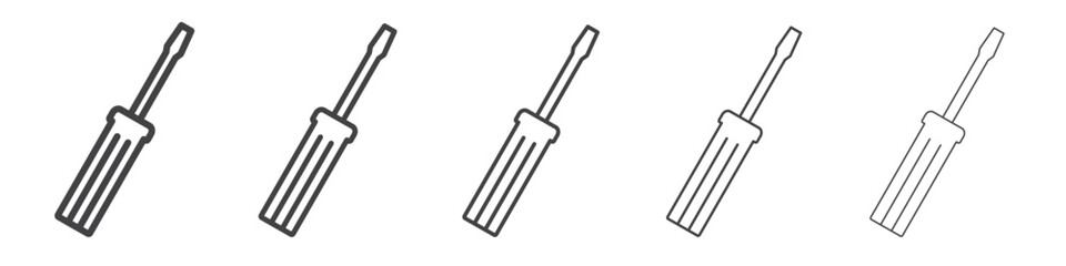 Screwdriver icon vector outline set illustration sign
