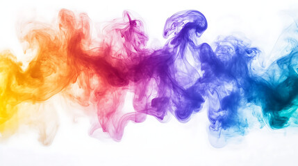 Fototapeta premium A colorful cloud of smoke with a rainbow effect. The smoke is vibrant and colorful, creating a sense of energy and excitement. The rainbow effect adds a touch of whimsy and playfulness to the scene 