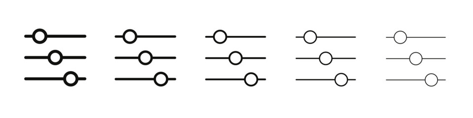 Settings sliders icon vector outline set illustration sign