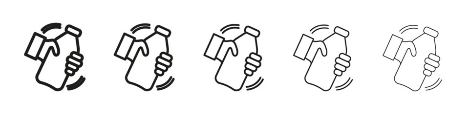 Shake well icon vector outline set illustration sign