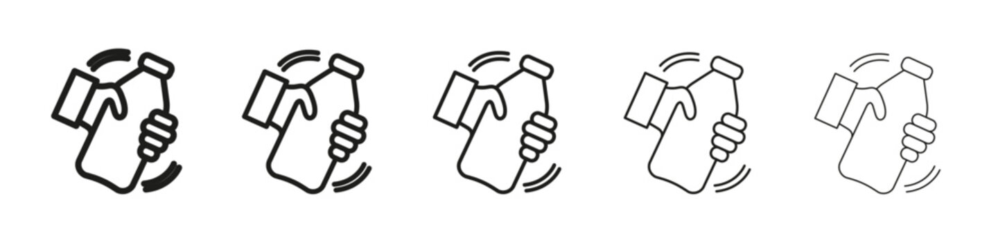 Shake well icon vector outline set illustration sign