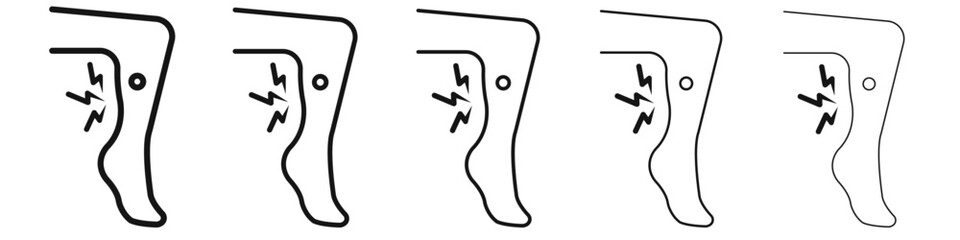 Shin pain icon vector outline set illustration sign