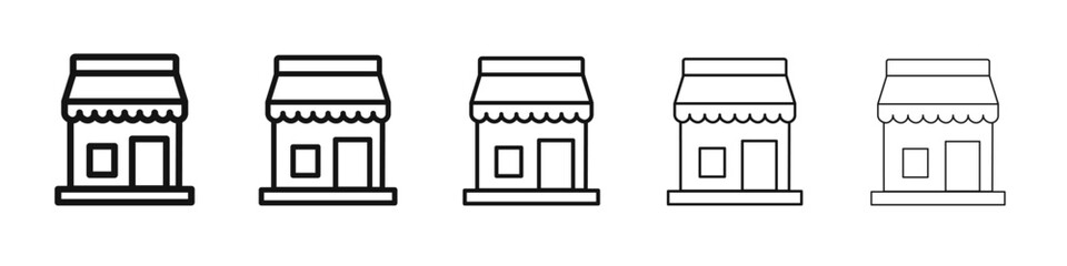 Shop icon vector outline set illustration sign