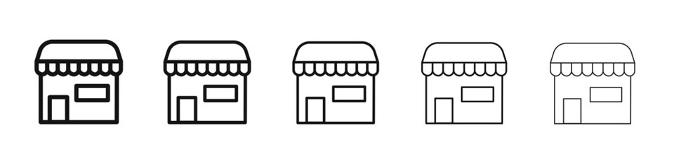 Fototapeta premium Shop icon vector outline set illustration sign