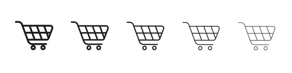 Shopping icon vector outline set illustration sign
