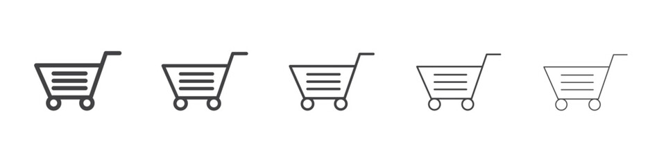 Shopping icon vector outline set illustration sign