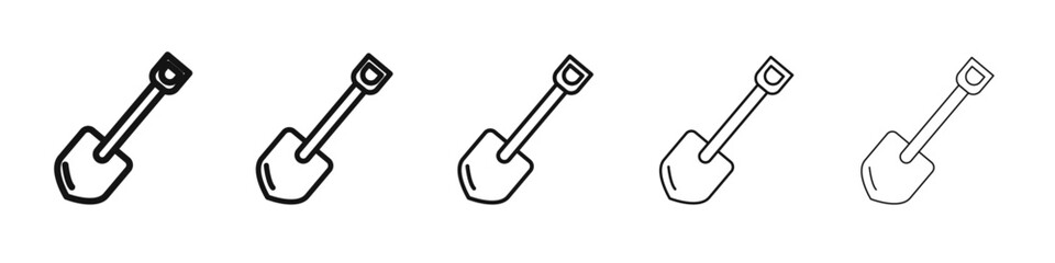 Shovel icon vector outline set illustration sign