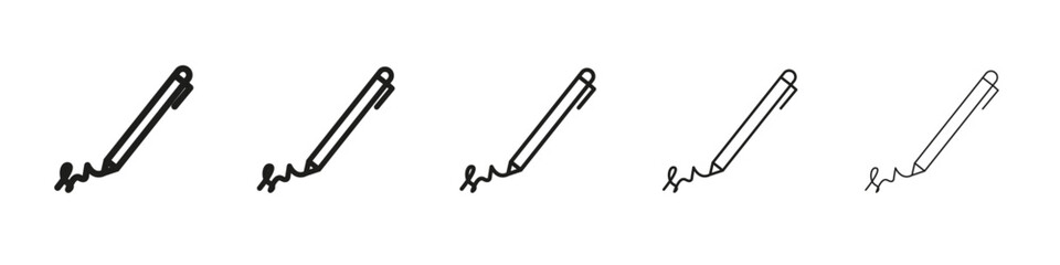 Signature icon vector outline set illustration sign