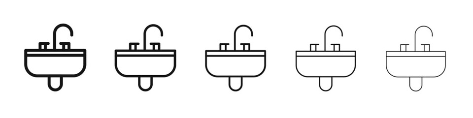 Sink icon vector outline set illustration sign