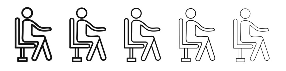 sitting icon vector outline set illustration sign