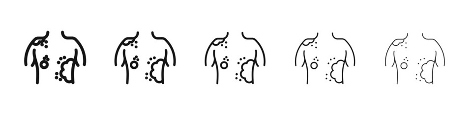 Skin cancer icon vector outline set illustration sign