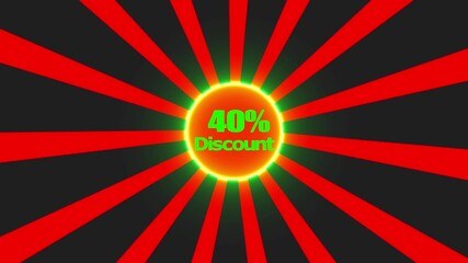 neon 40% discount sale banner sticker icon animation and animated background. - Powered by Adobe