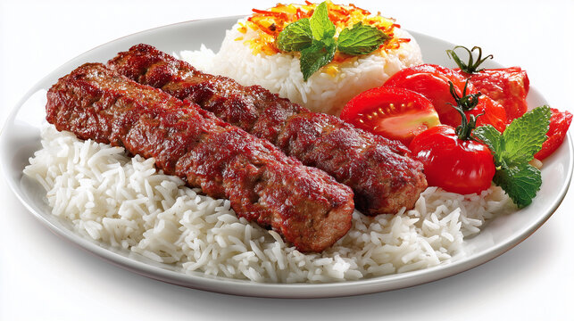 Iranian kebab koobideh with rice