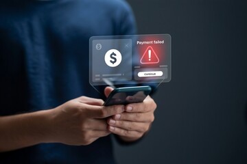 Mobile Payment Failure Warning Alert Notification Concept.Ai generated.