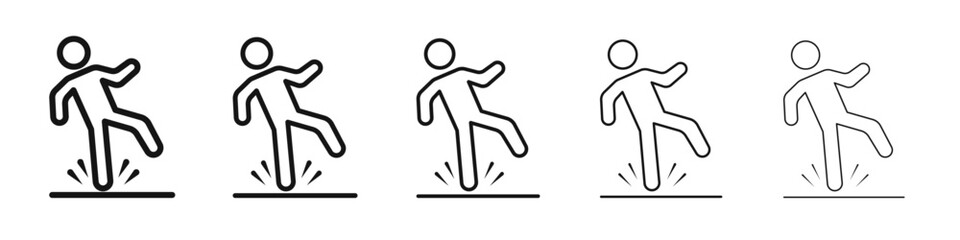 Slippery floor icon vector outline set illustration sign