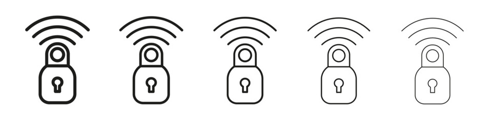 Smart lock icon vector outline set illustration sign