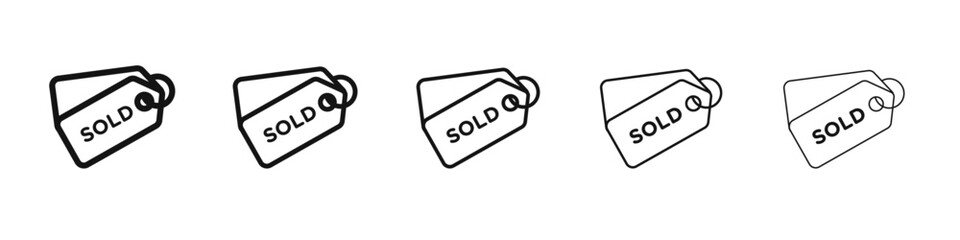 Sold icon vector outline set illustration sign