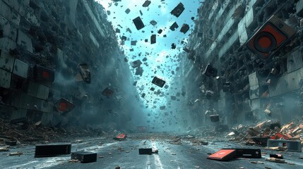 Naklejka premium Digital Debris: Urban Decay