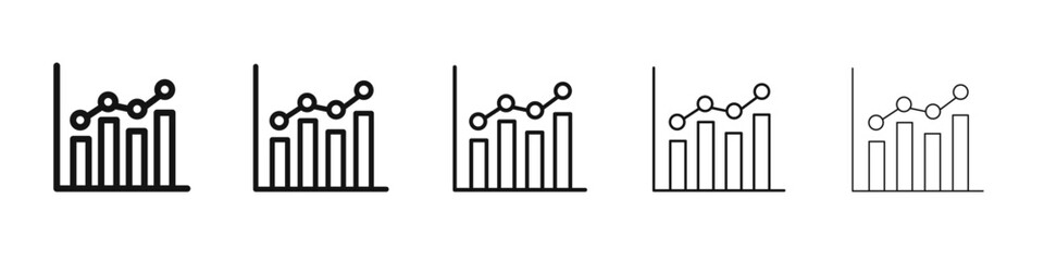 Stats icon vector outline set illustration sign