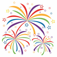 Vector Collection of Colorful Fireworks and Holiday Bursts Icons and Designs