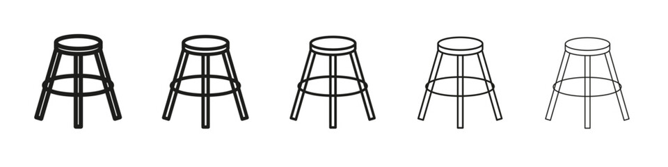 Stool icon vector outline set illustration sign