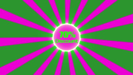 neon 70% discount sale banner sticker icon animation and animated background. - Powered by Adobe