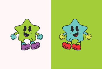 Groovy Retro Star Character Design Happy, Playful, and Fun Illustrations for Kids