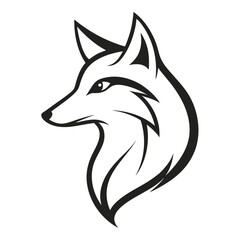 Fototapeta premium Stylized line drawing of a fox head and shoulders for banner or advertisement