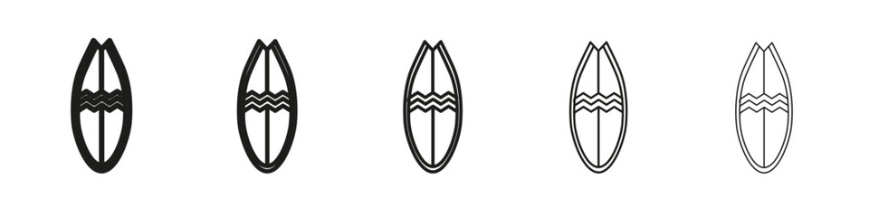 Surfboard icon vector outline set illustration sign