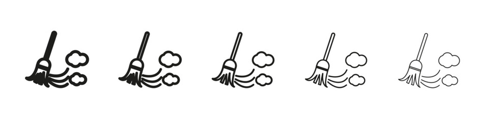 Sweeping icon vector outline set illustration sign