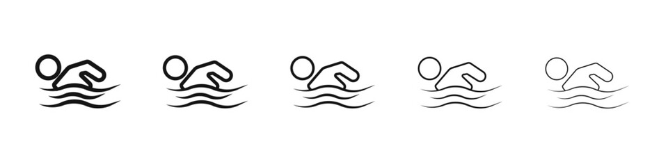 Swimming icon vector outline set illustration sign