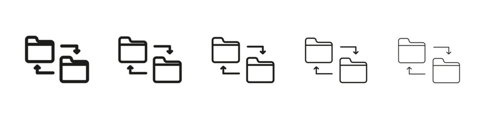 Synchronization icon vector outline set illustration sign