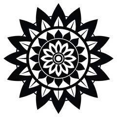 Intricate black and white mandala design for art and decor