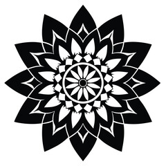 Intricate black and white mandala design for art and decoration