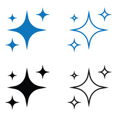 Star sparkles icon set. Star sparkles solid and line icon. eps file.