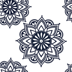 Three intricate mandala patterns in colorful design