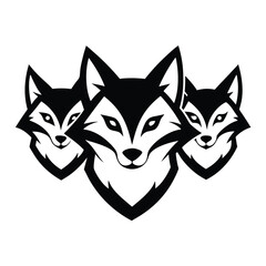 Three stylized fox head illustrations for banner or advertisement