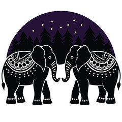 Majestic elephants with intricate gold adornments banner ad
