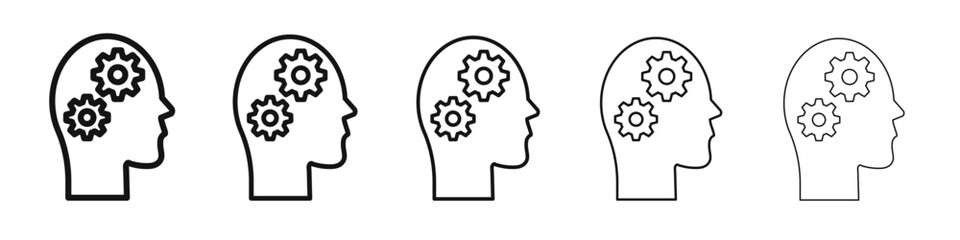 Thinking icon vector outline set illustration sign