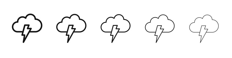 Thunder lightning icon vector outline set illustration sign