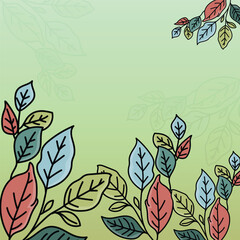 Abstract colorful floral vector illustration, ideal for spring or summer nature inspired textile or print designs and decorative green wallpaper with blank copy space for texts.