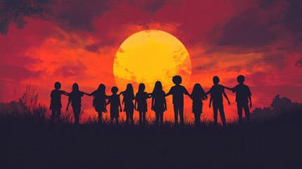 Fototapeta premium International Friendship Day group silhouette illustration