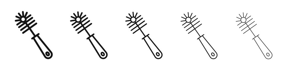 Toilet brush icon vector outline set illustration sign