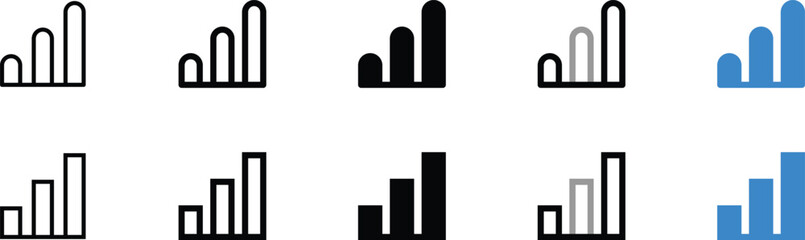 Set of Simple Bar Graph Icons in Various Colors