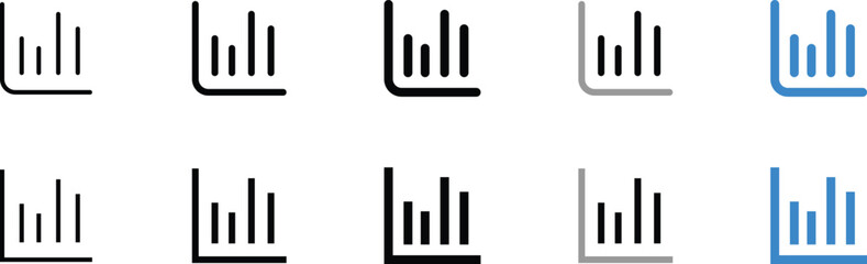 Set of Various Bar Graph Icons in Different Colors