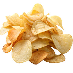 potato chips on white background