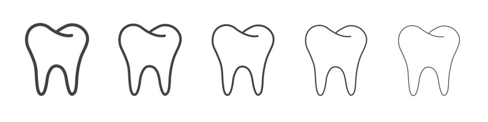Tooth icon vector outline set illustration sign