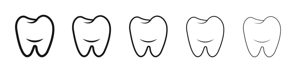 Tooth icon vector outline set illustration sign